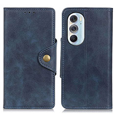 Leather Case Stands Flip Cover Holder N03P for Motorola Moto Edge 30 Pro 5G Blue