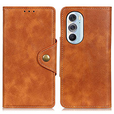 Leather Case Stands Flip Cover Holder N03P for Motorola Moto Edge 30 Pro 5G Brown