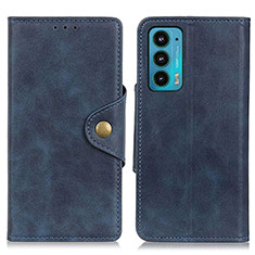 Leather Case Stands Flip Cover Holder N03P for Motorola Moto Edge Lite 5G Blue