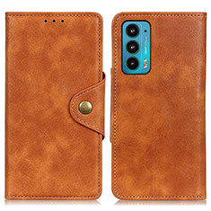 Leather Case Stands Flip Cover Holder N03P for Motorola Moto Edge Lite 5G Brown