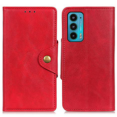 Leather Case Stands Flip Cover Holder N03P for Motorola Moto Edge Lite 5G Red