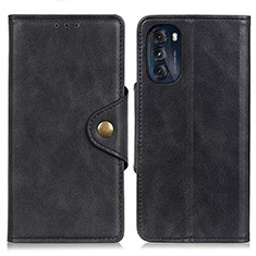 Leather Case Stands Flip Cover Holder N03P for Motorola Moto G 5G (2022) Black