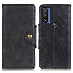Leather Case Stands Flip Cover Holder N03P for Motorola Moto G Pure Black