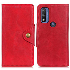 Leather Case Stands Flip Cover Holder N03P for Motorola Moto G Pure Red