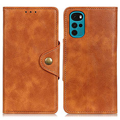 Leather Case Stands Flip Cover Holder N03P for Motorola Moto G22 Brown