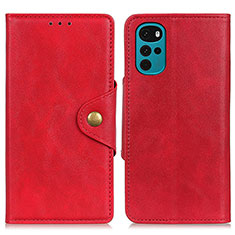 Leather Case Stands Flip Cover Holder N03P for Motorola Moto G22 Red