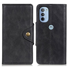 Leather Case Stands Flip Cover Holder N03P for Motorola Moto G31 Black