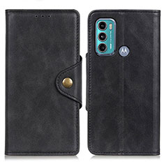 Leather Case Stands Flip Cover Holder N03P for Motorola Moto G40 Fusion Black