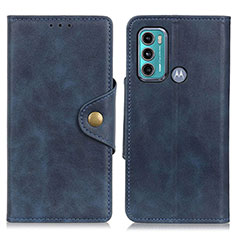 Leather Case Stands Flip Cover Holder N03P for Motorola Moto G40 Fusion Blue