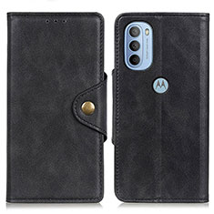 Leather Case Stands Flip Cover Holder N03P for Motorola Moto G41 Black