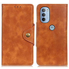 Leather Case Stands Flip Cover Holder N03P for Motorola Moto G41 Brown