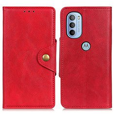 Leather Case Stands Flip Cover Holder N03P for Motorola Moto G41 Red