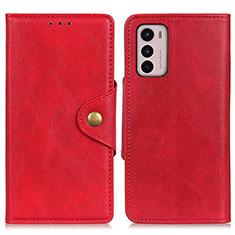 Leather Case Stands Flip Cover Holder N03P for Motorola Moto G42 Red