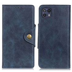 Leather Case Stands Flip Cover Holder N03P for Motorola Moto G50 5G Blue