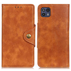 Leather Case Stands Flip Cover Holder N03P for Motorola Moto G50 5G Brown