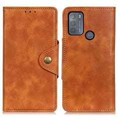 Leather Case Stands Flip Cover Holder N03P for Motorola Moto G50 Brown