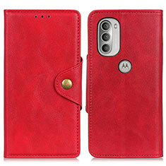 Leather Case Stands Flip Cover Holder N03P for Motorola Moto G51 5G Red