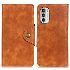 Leather Case Stands Flip Cover Holder N03P for Motorola MOTO G52 Brown