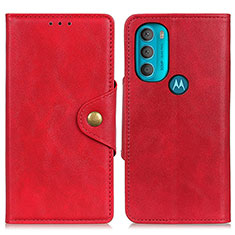 Leather Case Stands Flip Cover Holder N03P for Motorola Moto G71 5G Red