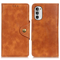 Leather Case Stands Flip Cover Holder N03P for Motorola Moto G82 5G Brown