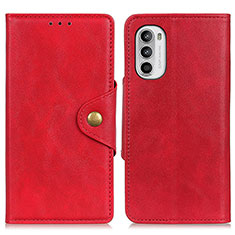 Leather Case Stands Flip Cover Holder N03P for Motorola Moto G82 5G Red