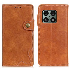 Leather Case Stands Flip Cover Holder N03P for OnePlus 10 Pro 5G Brown