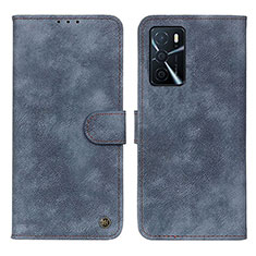 Leather Case Stands Flip Cover Holder N03P for Oppo A16 Blue