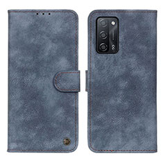 Leather Case Stands Flip Cover Holder N03P for Oppo A53s 5G Blue