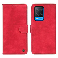 Leather Case Stands Flip Cover Holder N03P for Oppo A54 4G Red