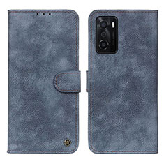 Leather Case Stands Flip Cover Holder N03P for Oppo A55S 5G Blue