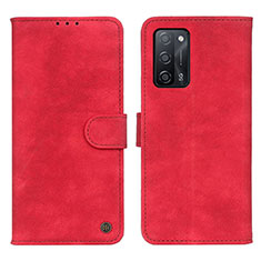 Leather Case Stands Flip Cover Holder N03P for Oppo A56 5G Red