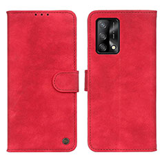 Leather Case Stands Flip Cover Holder N03P for Oppo A74 4G Red