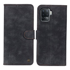 Leather Case Stands Flip Cover Holder N03P for Oppo A94 4G Black