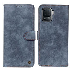 Leather Case Stands Flip Cover Holder N03P for Oppo A94 4G Blue