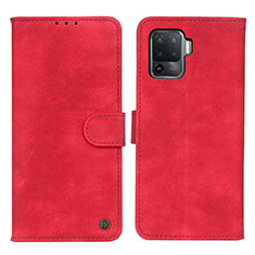 Leather Case Stands Flip Cover Holder N03P for Oppo A94 4G Red