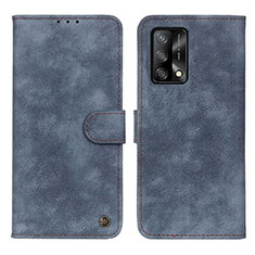 Leather Case Stands Flip Cover Holder N03P for Oppo A95 4G Blue