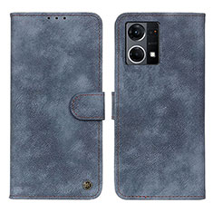 Leather Case Stands Flip Cover Holder N03P for Oppo F21 Pro 4G Blue