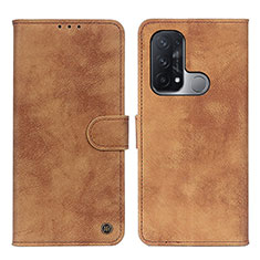 Leather Case Stands Flip Cover Holder N03P for Oppo Reno5 A Brown