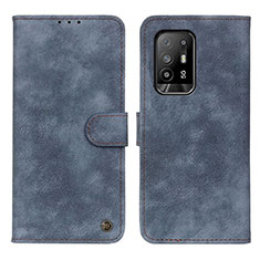 Leather Case Stands Flip Cover Holder N03P for Oppo Reno5 Z 5G Blue