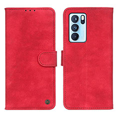 Leather Case Stands Flip Cover Holder N03P for Oppo Reno6 Pro 5G India Red