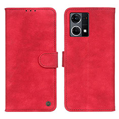 Leather Case Stands Flip Cover Holder N03P for Oppo Reno7 4G Red