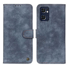Leather Case Stands Flip Cover Holder N03P for Oppo Reno7 5G Blue
