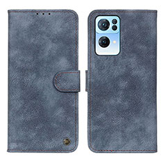 Leather Case Stands Flip Cover Holder N03P for Oppo Reno7 Pro 5G Blue