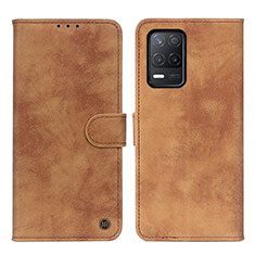 Leather Case Stands Flip Cover Holder N03P for Realme 8s 5G Brown