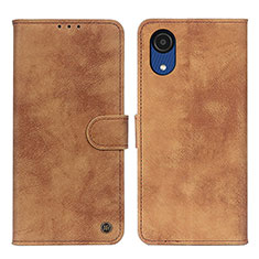 Leather Case Stands Flip Cover Holder N03P for Samsung Galaxy A03 Core Brown