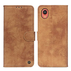 Leather Case Stands Flip Cover Holder N03P for Samsung Galaxy A22 5G SC-56B Brown