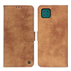 Leather Case Stands Flip Cover Holder N03P for Samsung Galaxy A22s 5G Brown