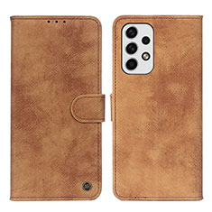 Leather Case Stands Flip Cover Holder N03P for Samsung Galaxy A23 5G Brown
