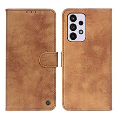 Leather Case Stands Flip Cover Holder N03P for Samsung Galaxy A33 5G Brown