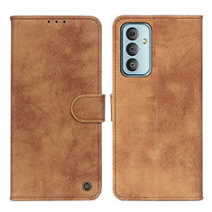 Leather Case Stands Flip Cover Holder N03P for Samsung Galaxy M13 4G Brown